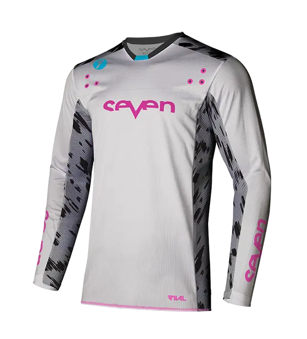 חולצת רכיבה סבן לבן/אפור RIVAL CLASH JERSEY WHITE/GRAY זווית קדמית