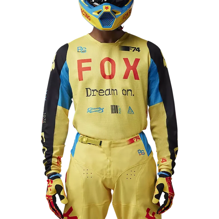 חולצת רכיבה פוקס צהוב FOX RACING 180 RACE SPEC דוגמן מקרוב