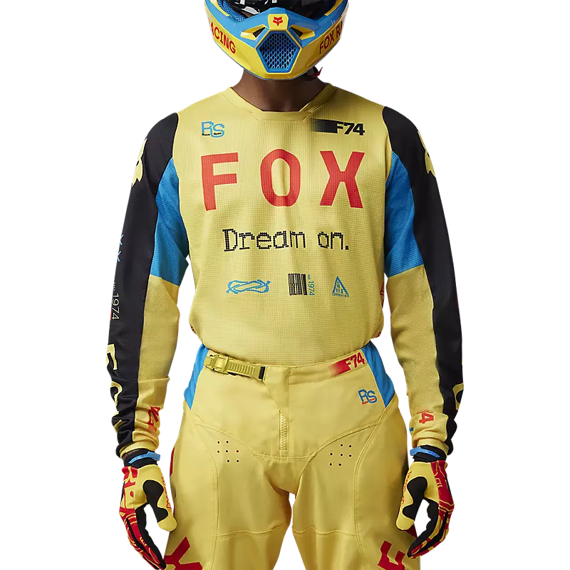 חולצת רכיבה פוקס צהוב FOX RACING 180 RACE SPEC דוגמן מקרוב