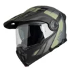 מבט צד על קסדת IXS Venture 2.0 שחור/ירוק זית – עם מצחייה אגרסיבית ומשקף סגור.