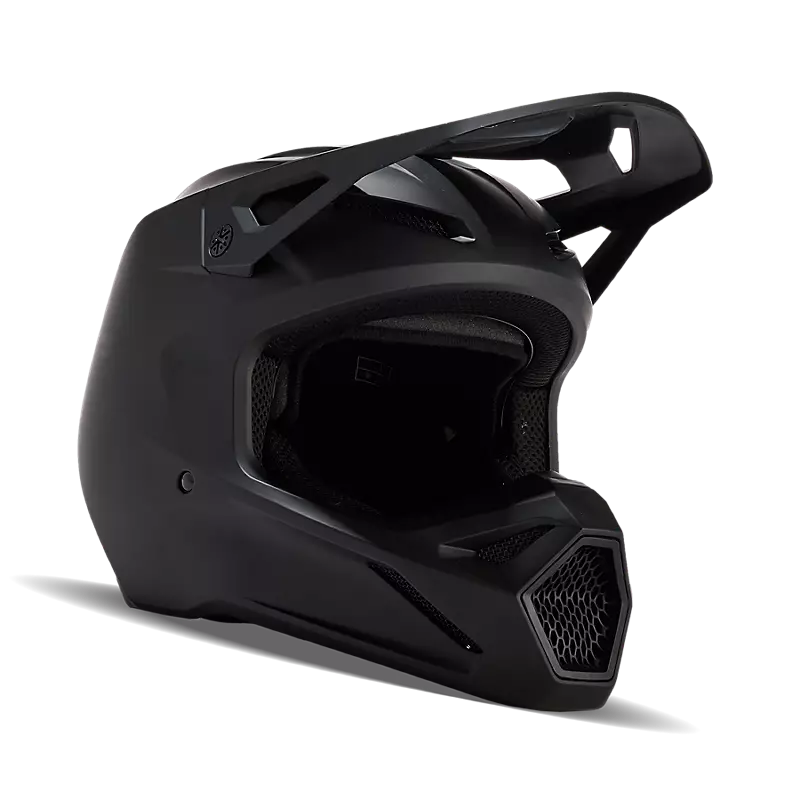 קסדת מוטוקרוס שחור בזווית קדמית - FOX V1 Matte Three Quarter View