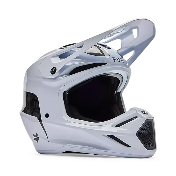 קסדת מוטוקרוס לבן בזווית קדמית - FOX V3 RS Fracture Three Quarter View
