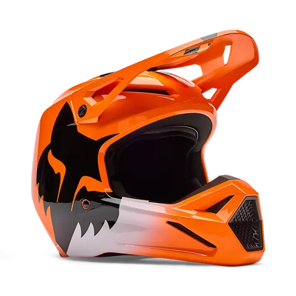 קסדת מוטוקרוס כתום בזווית קדמית - FOX V1 Shield Three Quarter View