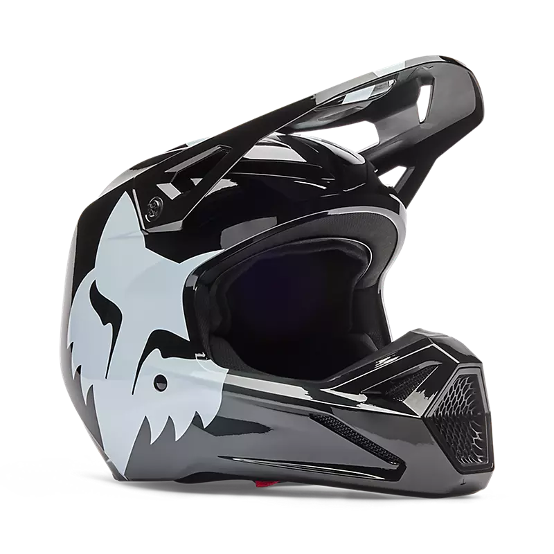 קסדת מוטוקרוס שחור בזווית קדמית - FOX YOUTH V1 Shield Three Quarter View