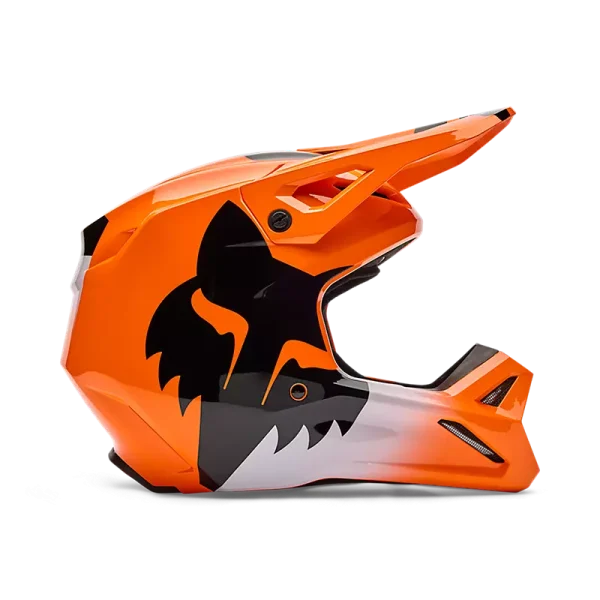 קסדת מוטוקרוס כתום מהצד - FOX YOUTH V1 Shield Side View