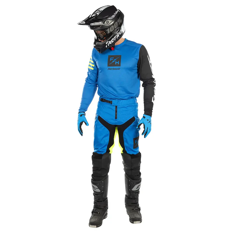 מכנס רכיבה פסטהאוס כחול צהוב - Fasthouse Carbon Echo Pant מק"ט 315003-35 - תמונת לבוש - מבט קדמי