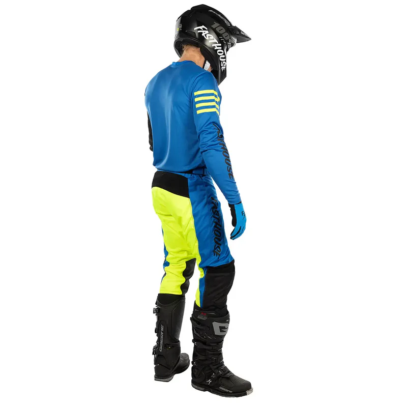 מכנס רכיבה פסטהאוס כחול צהוב - Fasthouse Carbon Echo Pant מק"ט 315003-35 - מבט צד - לבוש