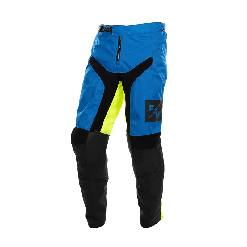 מכנס רכיבה ילדים פסטהאוס כחול צהוב - Fasthouse Youth Carbon Echo Pant מק"ט 375003-35 - מבט קדמי - תקריב